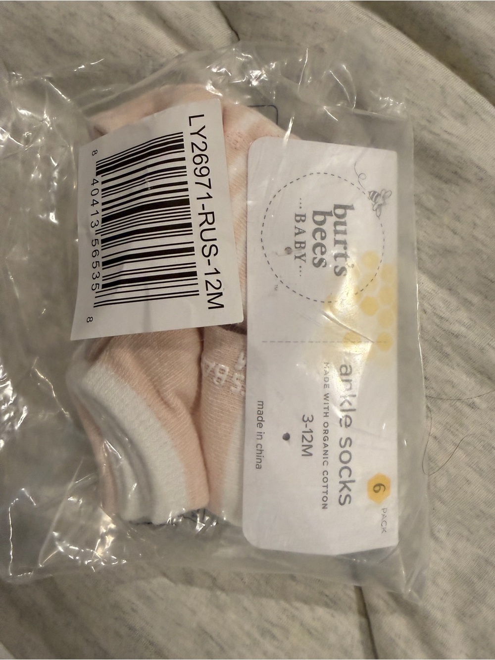 6-pack 3-12 month Pink baby socks